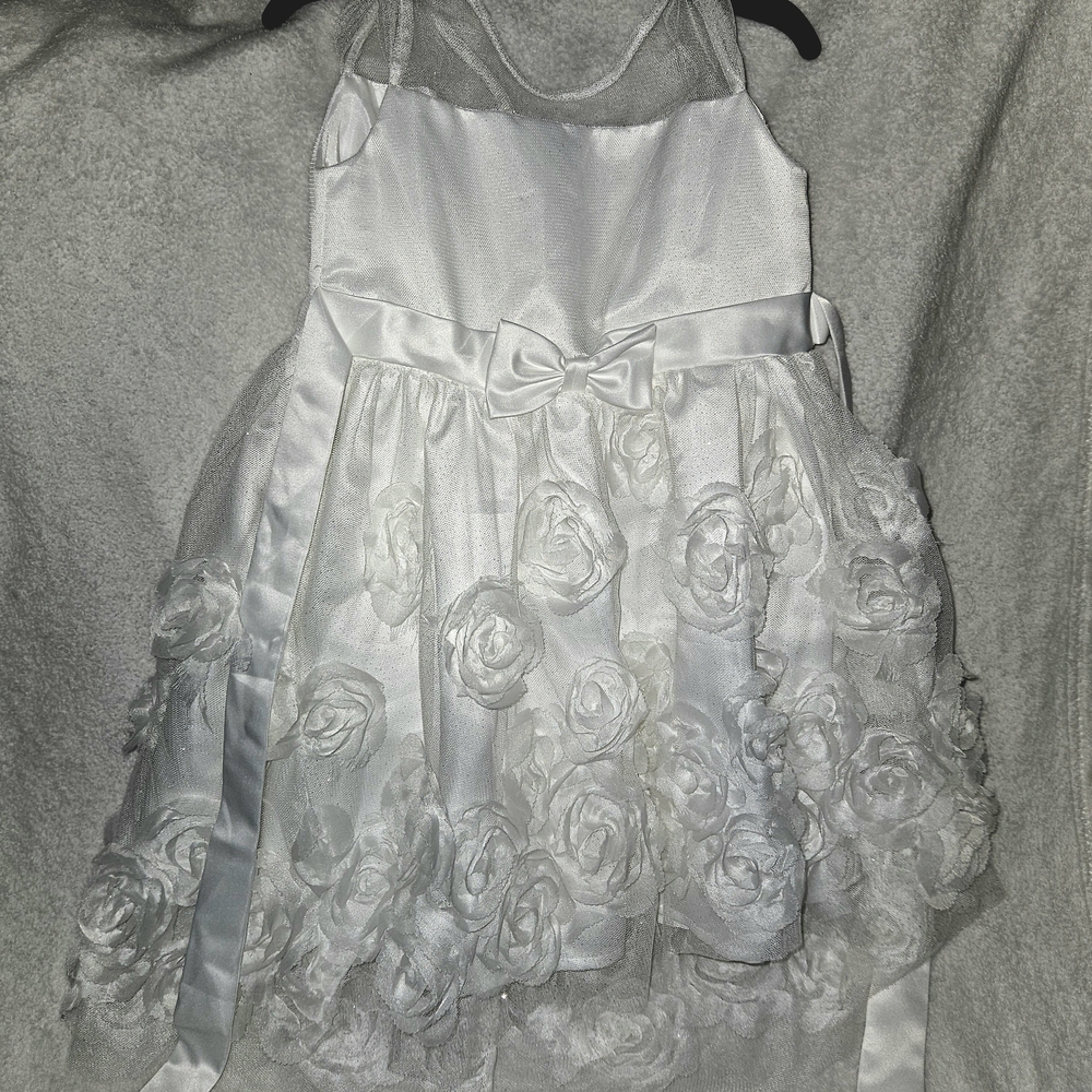 White Floral Dress with Bow